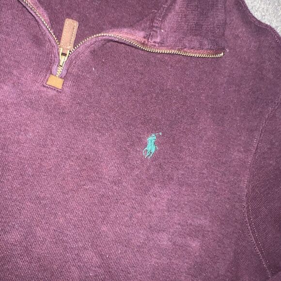 Polo Ralph Lauren Performance Sweatshirt Mens Medium Maroon Red 1/4 Zip Sweater - Picture 3 of 6
